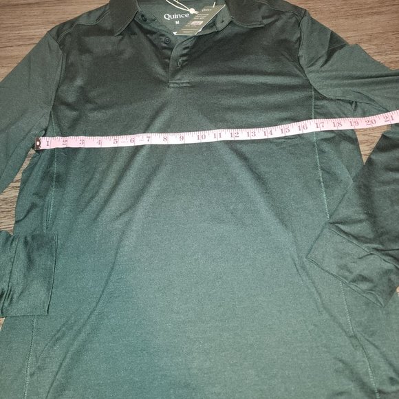 Quince Men’s Flowknit Ultra-Soft Performance Long Sleeve Polo NWT Green Med - Picture 4 of 7